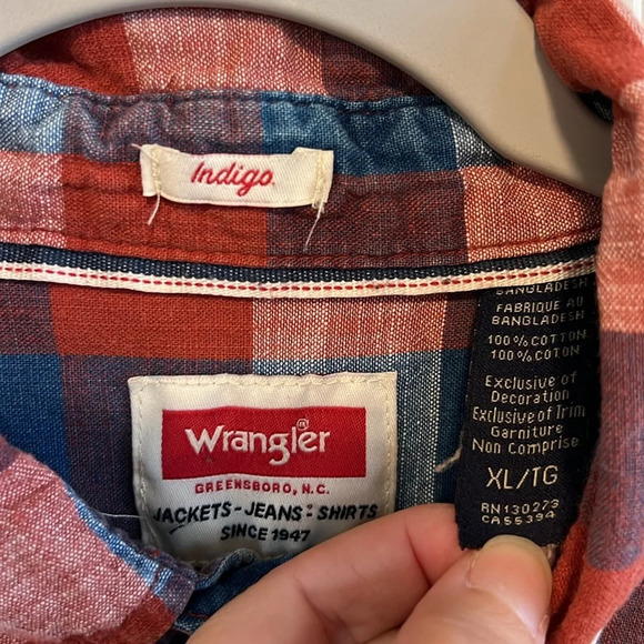 Wrangler Indigo Men's bundle of 3 XL/TG button down  100% cotton plaid - Picture 13 of 16